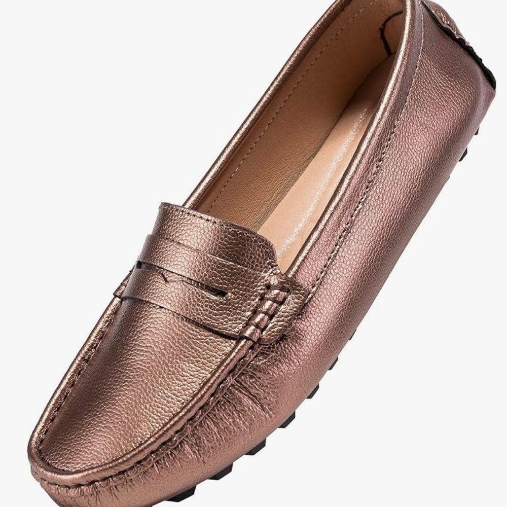 Rose gold Moccasin Penny Loafers with Flexible Sole